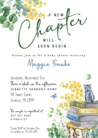 A New Chapter Baby Shower Invitation- 5X7