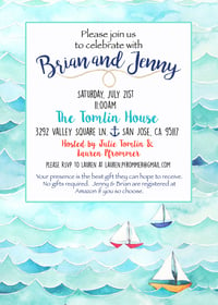 Image 2 of Sailboat Baby Sprinkle Baby Shower Invitation- 5x7
