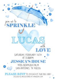 Sprinkled With Love Baby Boy baby Shower Invitation- 5x7