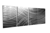 Image 1 of Abstract Metal Wall Art Home Decor- Aquarius Silver- Contemporary Modern Decor