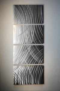 Image 4 of Abstract Metal Wall Art Home Decor- Aquarius Silver- Contemporary Modern Decor