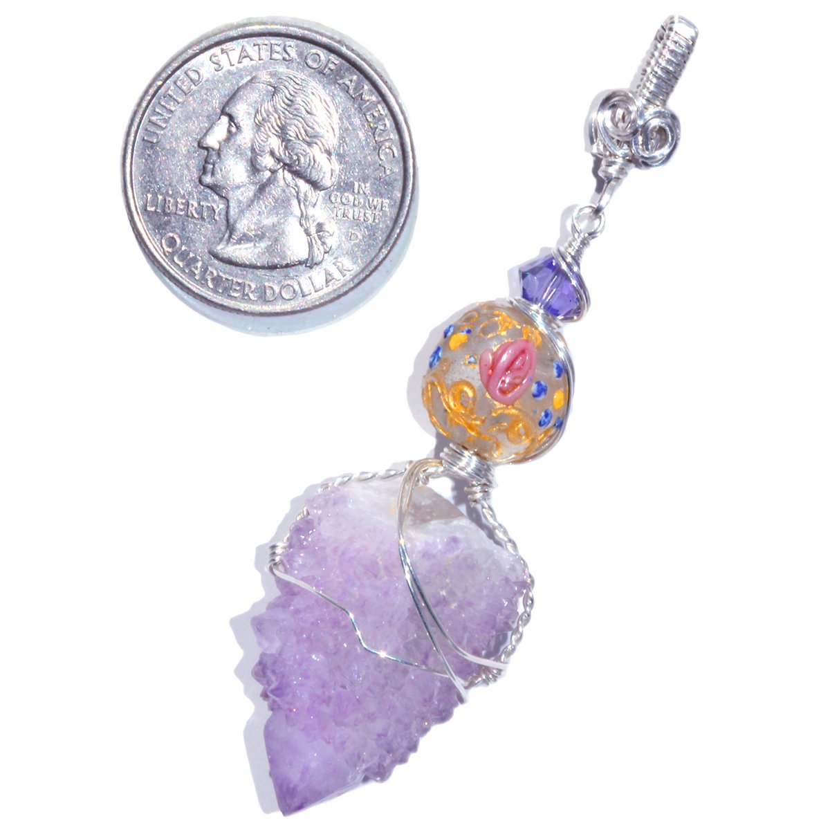 Lavender Spirit Quartz Cactus Crystal  Pendant