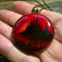 Image 4 of Vampire's Castle Hand Painted Red Resin Pendant