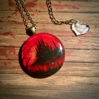 Image 2 of Vampire's Castle Hand Painted Red Resin Pendant