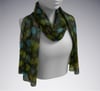 Silk Gauze Scarf Olive Gold Drops Print