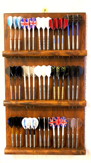 Image of  Handcrafted Darts Holder Holds 15 Sets Rustic Style 