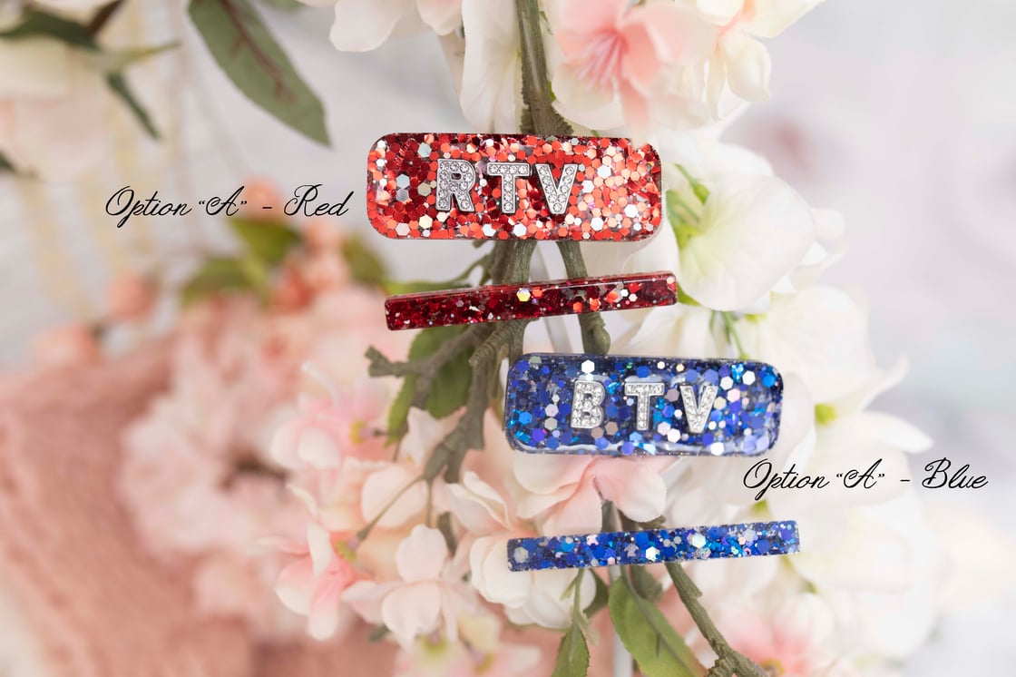 Image of RED AND BLUE "SPIRIT" HAIR CLIPS