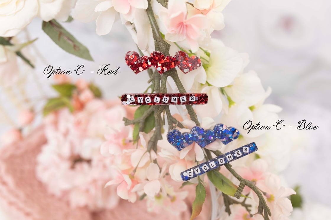 Image of RED AND BLUE "SPIRIT" HAIR CLIPS 
