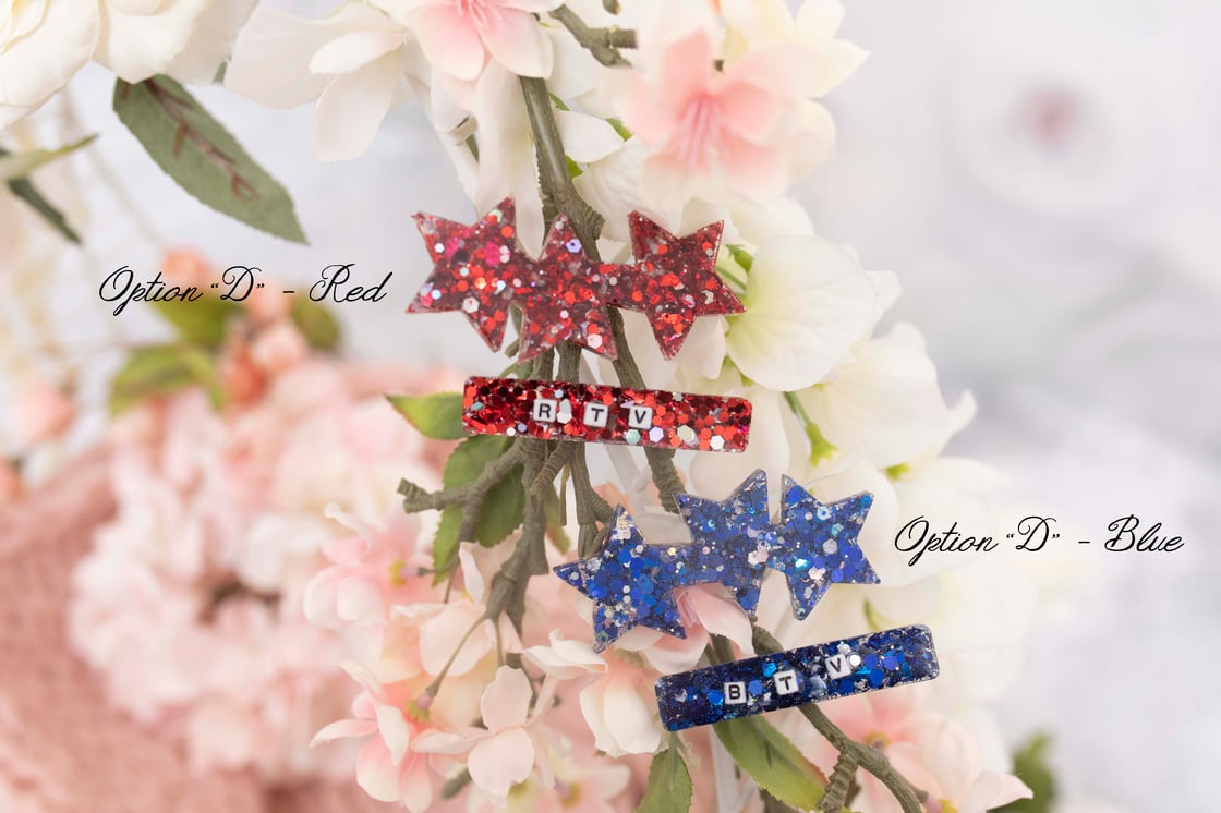 Image of RED AND BLUE "SPIRIT" HAIR CLIPS