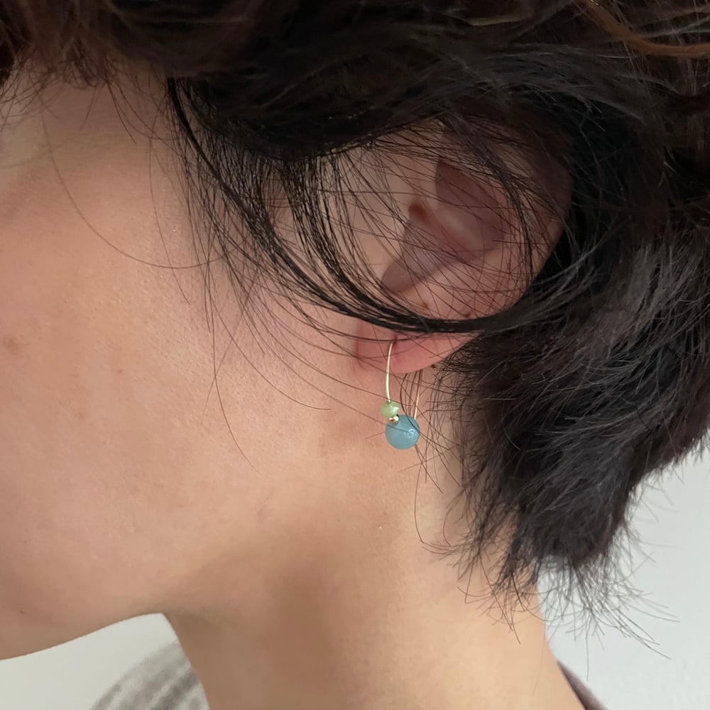 Image of Wedge Blue jade/Chalcedony earrings