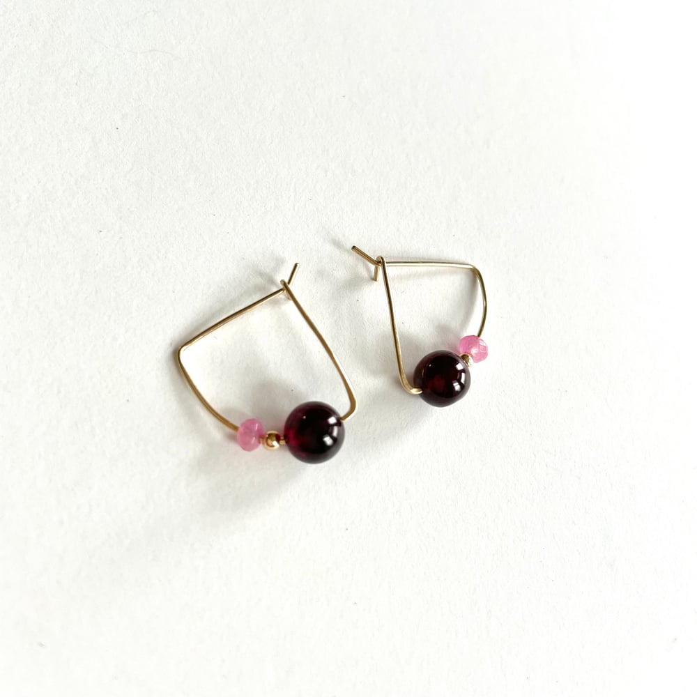 Image of Wedge Garnet/pink ruby earrings