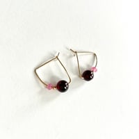 Image 1 of Wedge Garnet/pink ruby earrings