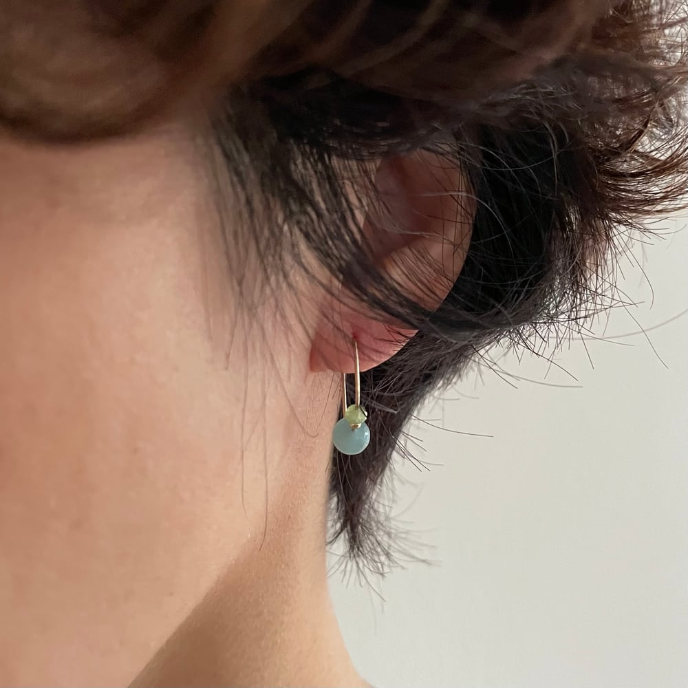 Image of Wedge Blue jade/Chalcedony earrings