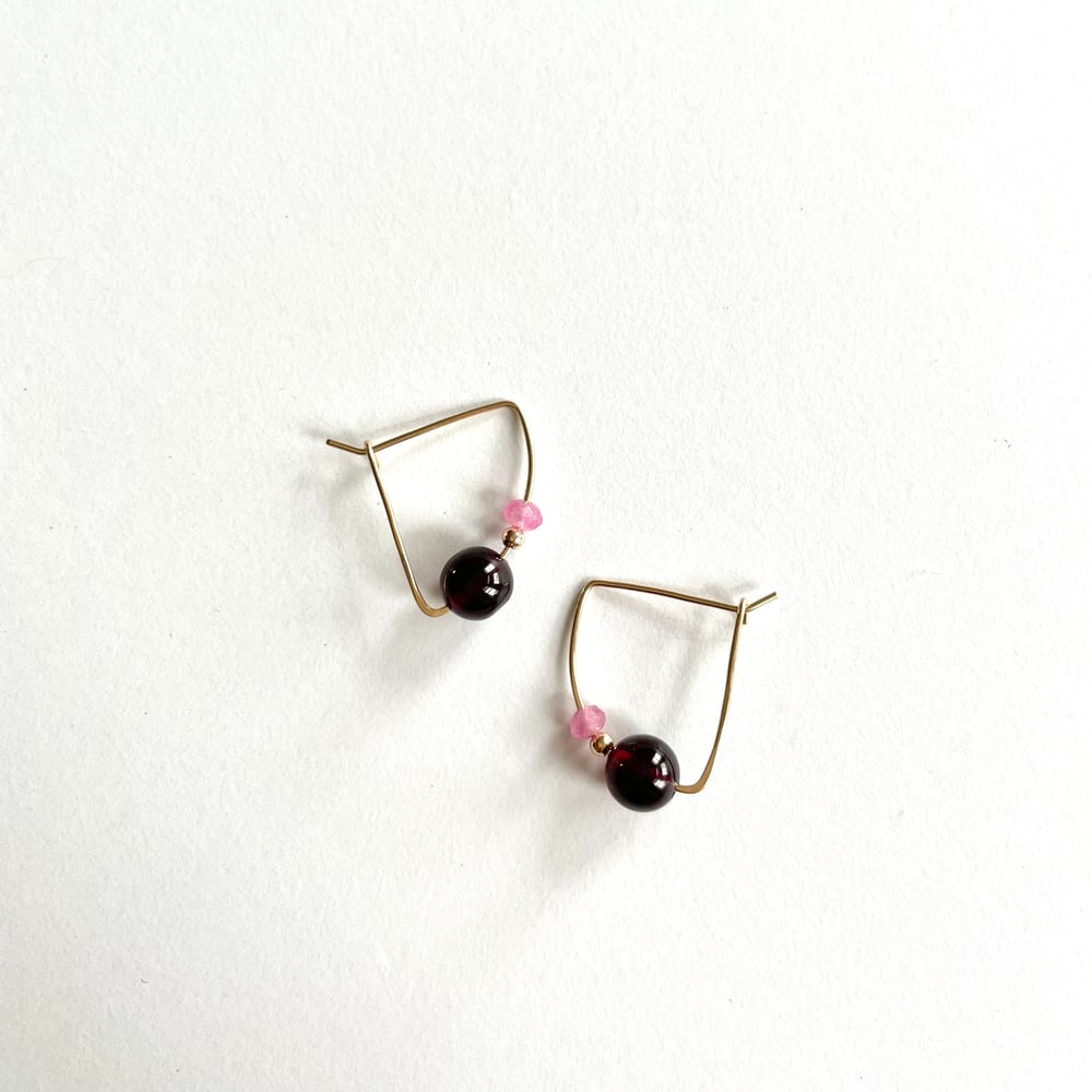 Image of Wedge Garnet/pink ruby earrings