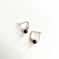 Image 3 of Wedge Garnet/pink ruby earrings