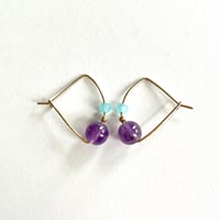 Image 3 of Wedge Amethyst/aquamarine earrings