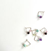 Image 4 of Wedge Amethyst/aquamarine earrings