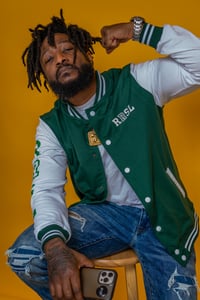 Image 1 of Green/ White Men Varsity Jacket