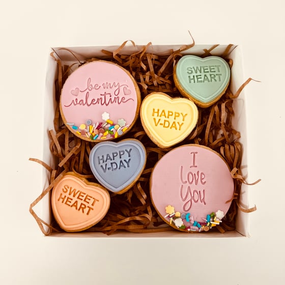 Image of Conversation Hearts Valentines Day Cookies
