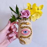 Image 1 of Ceramic Midi Vase - Yellow Snake