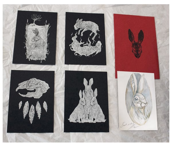 Image of Lapine signed screen print set and original sketch