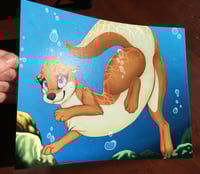 Image 2 of Female Otter Swimming - 8" x 10" Art Print