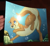 Image 3 of Male Otter Swimming - Metallic 8" x 10" Art Print
