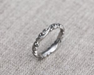 Image of Platinum 3mm floral carved ring