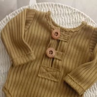 Image 2 of Boys bodysuit Asher | 3-6 months | camel | photo props