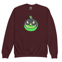 Image 10 of Youth Crewneck Sweatshirt - Jack O Lantern Vintage Green-Black