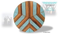 Image 2 of "Friendships" Reclaimed 1890s Pine 14 inch Round Frameless Abstract Artwork 