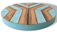 Image 4 of "Friendships" Reclaimed 1890s Pine 14 inch Round Frameless Abstract Artwork 