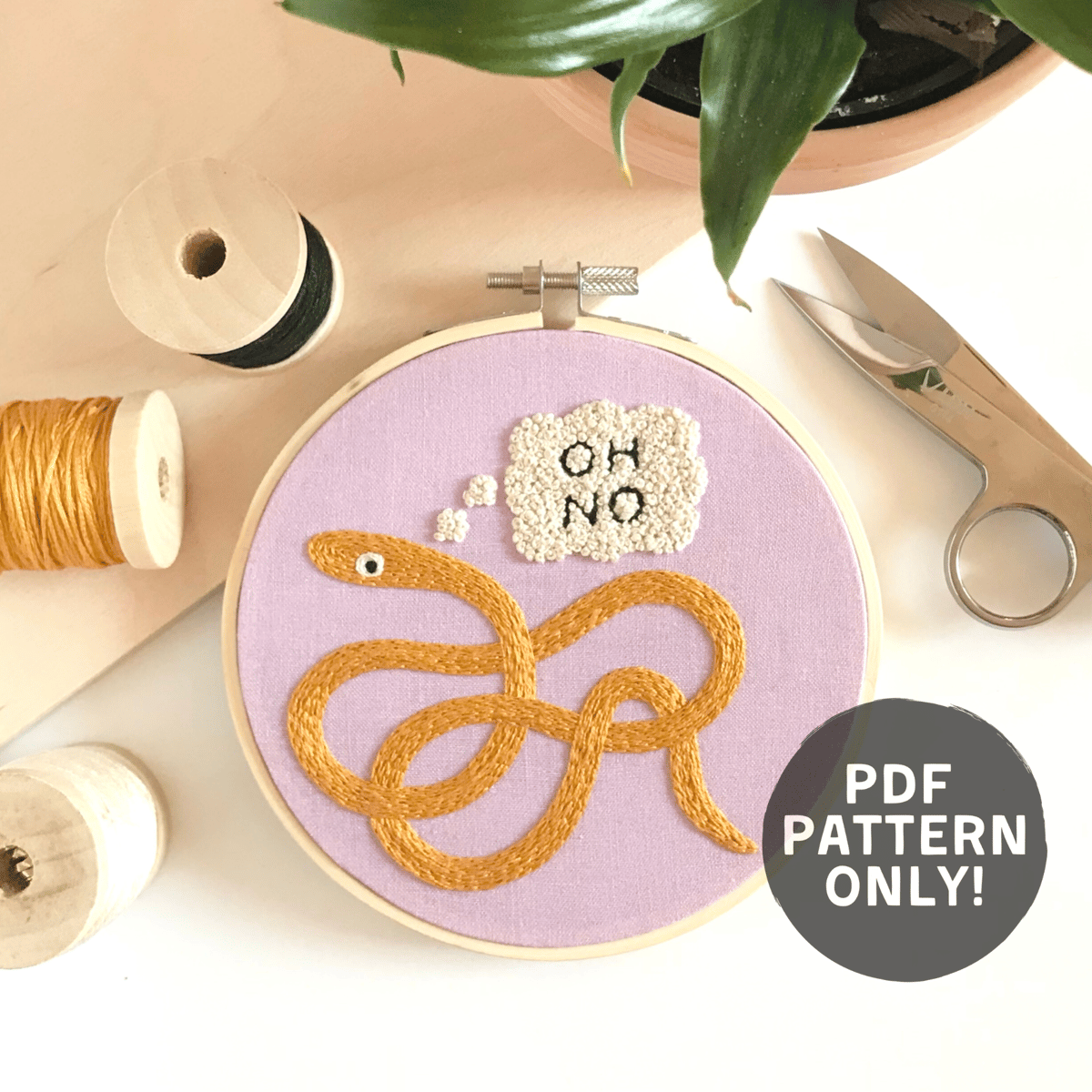"Oh No" - Hand Embroidery PDF PATTERN - Pattern ONLY!