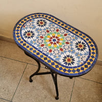 CUSTOMIZABLE Oval Mosaic Table - Crafts Mosaic Table - Mosaic Table Art - Mid Century Zellije Table 