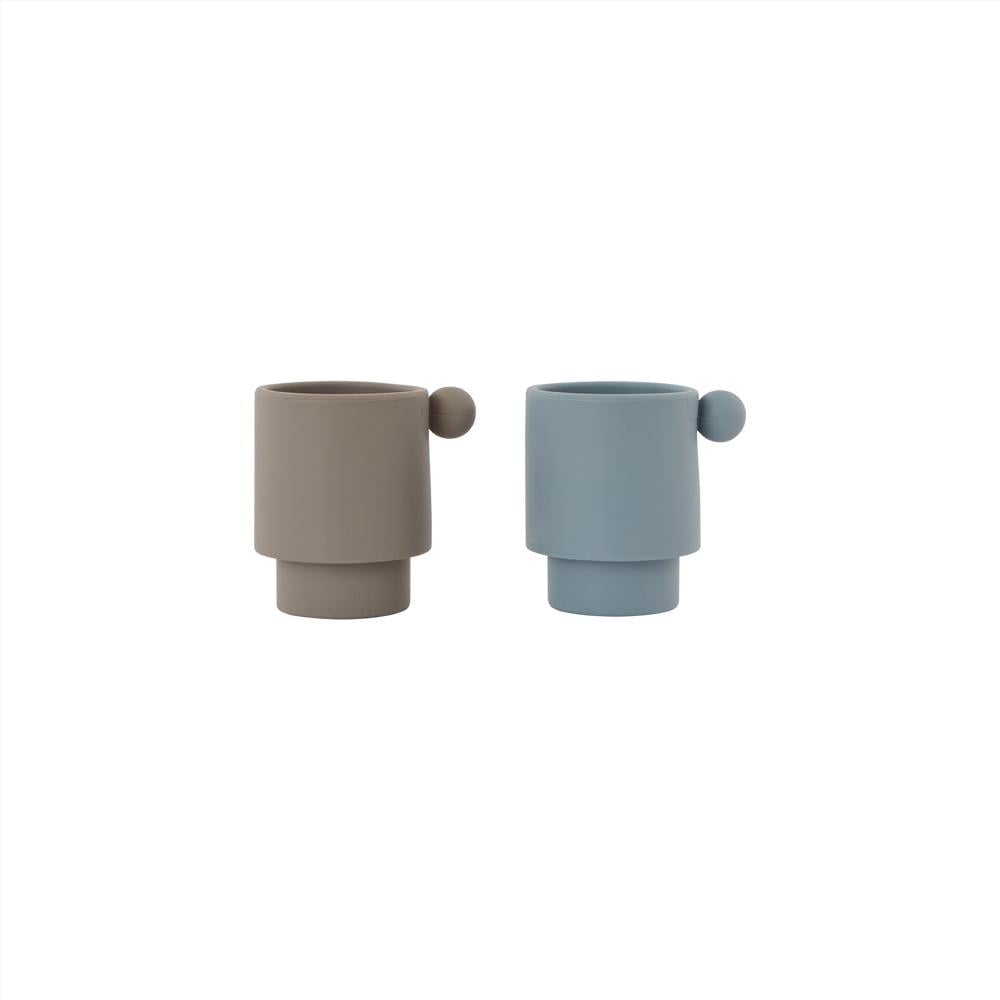 Image of Tiny Inka Cup Set of 2 Dusty Blue / Clay by OYOY