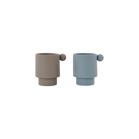 Image of Tiny Inka Cup Set of 2 Dusty Blue / Clay by OYOY