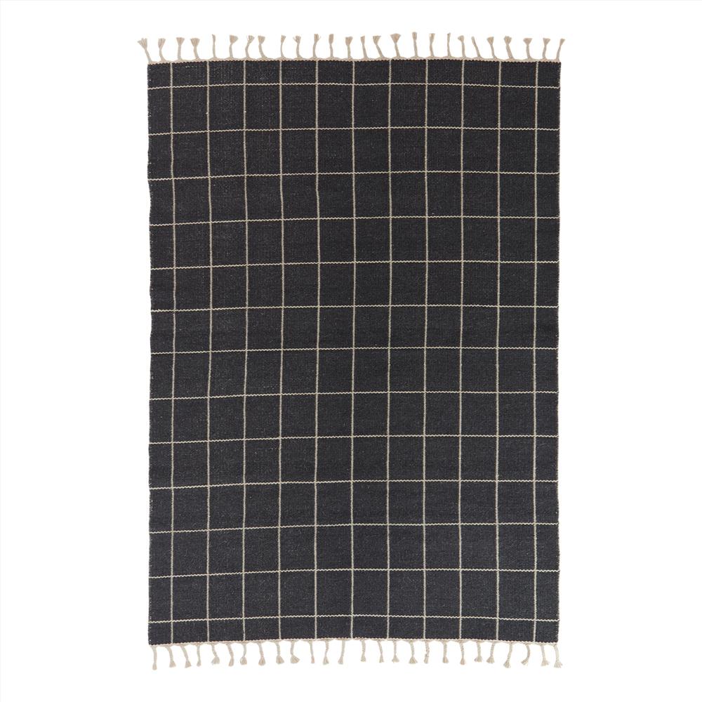 Image of Reversible Grid Rug Offwhite / Anthracite by OYOY