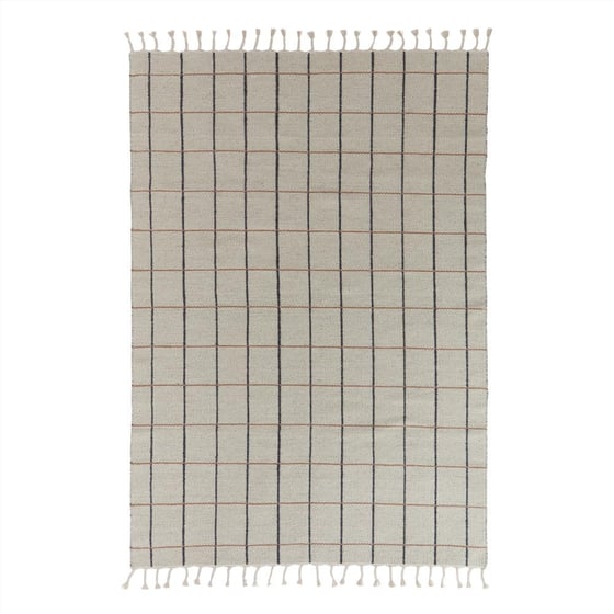 Image of Reversible Grid Rug Offwhite / Anthracite by OYOY