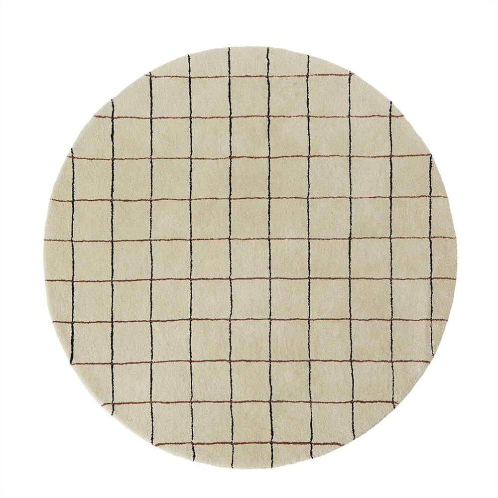 Image of Circle Rug Offwhite Grid by OYOY