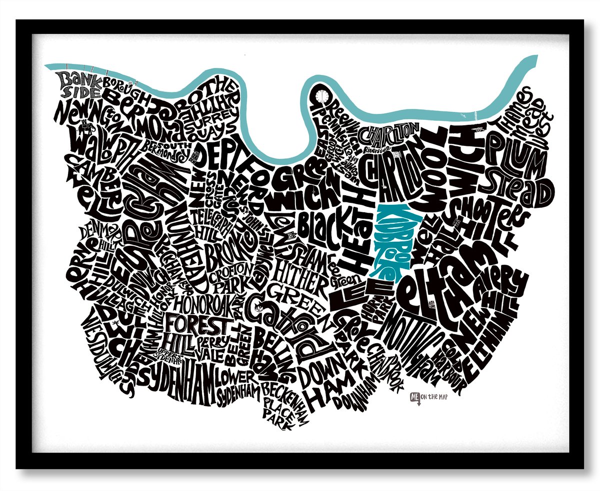 Image of Southwark - Lewisham - Greenwich - SE London Typographic map