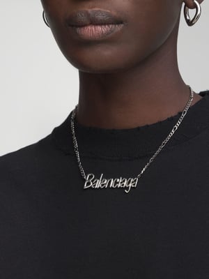 Image of (SOLD OUT ðŸš«) Authentic Balenciaga Typo Silver Necklace 