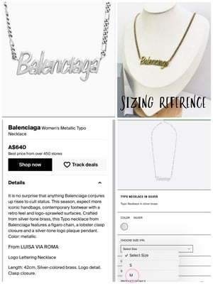 Image of (SOLD OUT 🚫) Authentic Balenciaga Typo Silver Necklace 