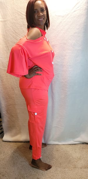 Image of Cold shoulder jogging suit