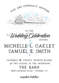 Elegant Barn, Farm Wedding Invitation 
