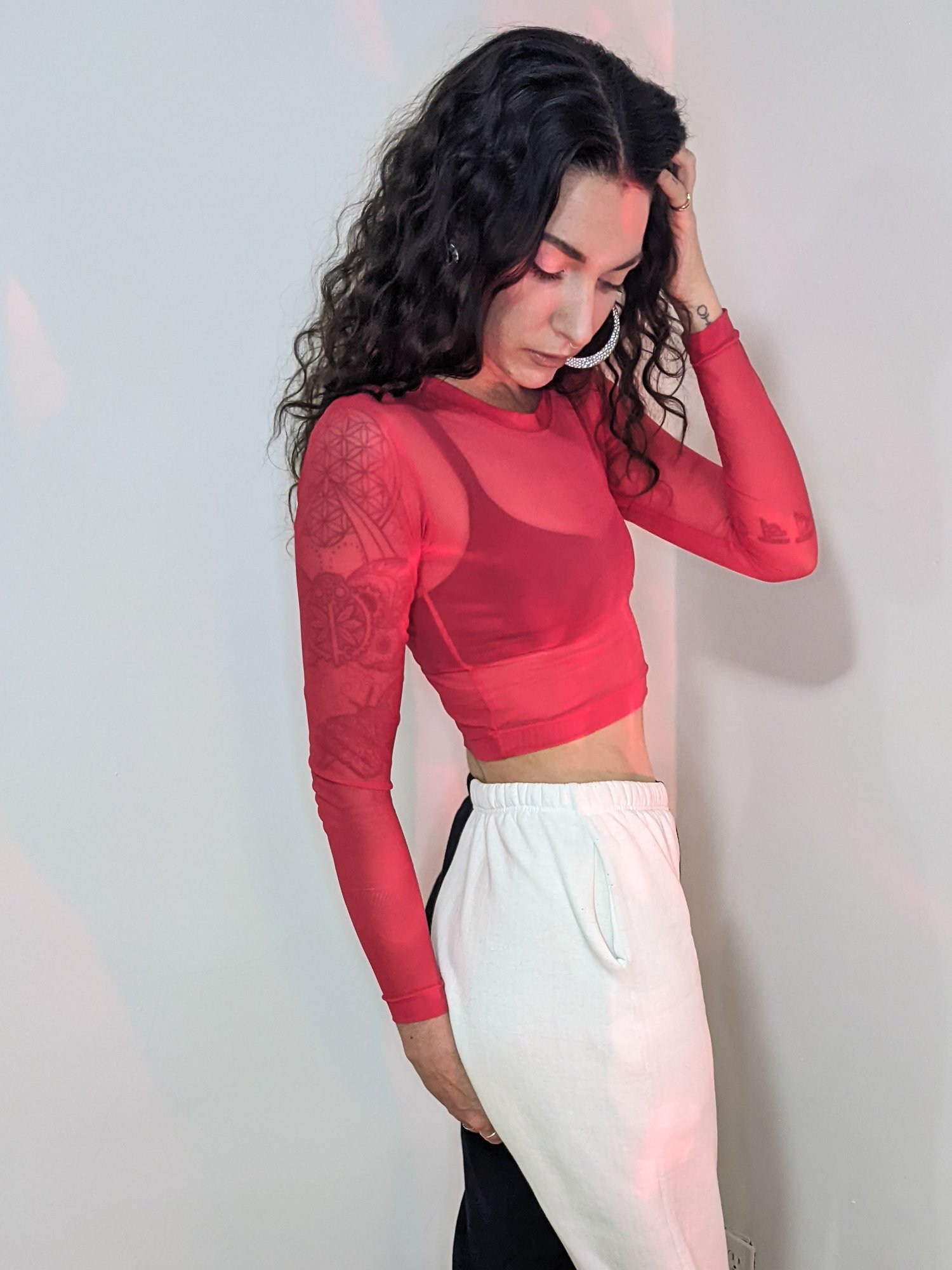 Image of Basic Mesh Longsleeve Crop