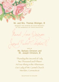 Cream & Blush-ing Bride Floral Romantic Wedding Invitation