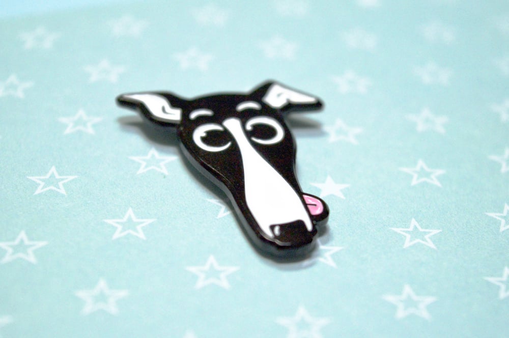 Image of Derpy Greyhound Enamel Pin