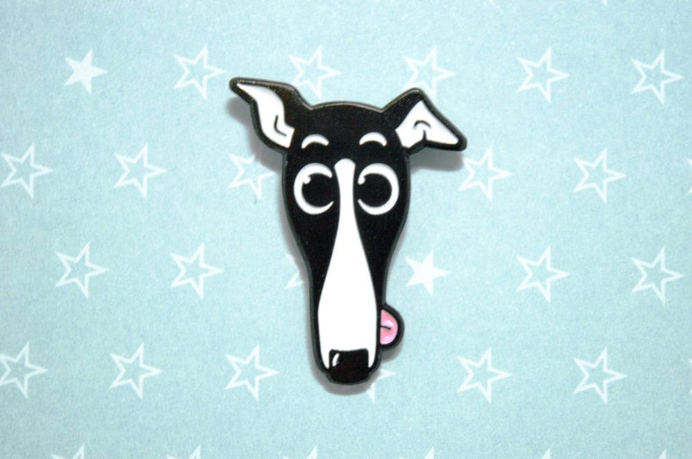 Image of Derpy Greyhound Enamel Pin