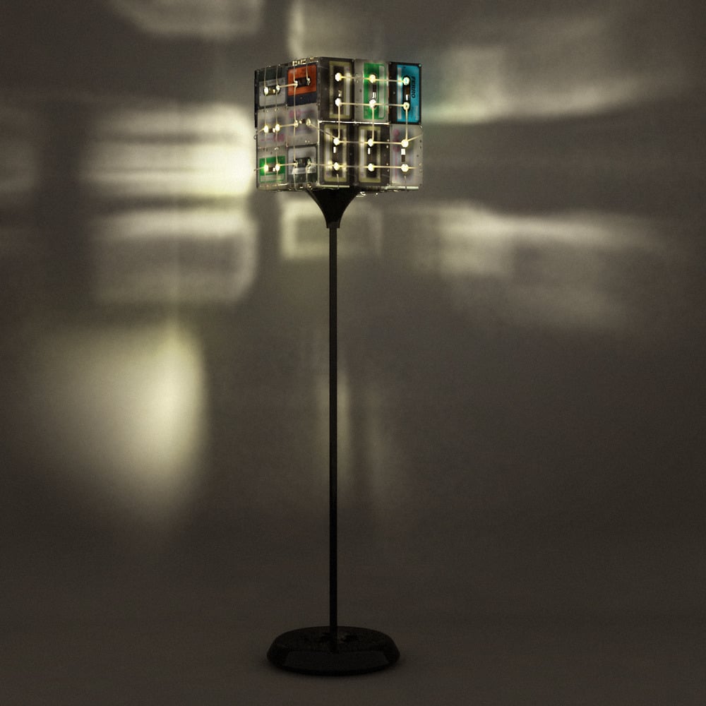 Cassette tapes floor lamp