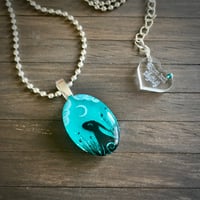 Image 1 of Moon Gazing Hare Mini Turquoise Resin Pendant